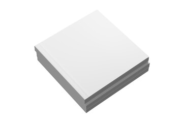 Square Softcover Book White Blank 3D Rendering Transparent Background Mockup PNG