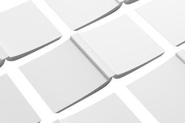 Square Softcover Book White Blank 3D Rendering Transparent Background Mockup PNG