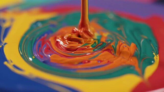 Colorful Paint Pouring A Vibrant Display of Liquid Art.