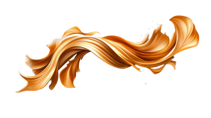 Golden Swirl Decorative Element on Transparent Background