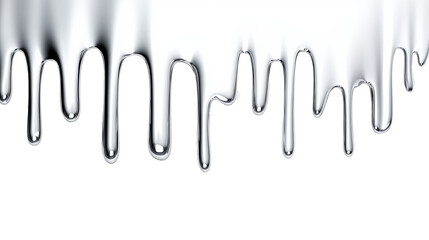Metallic Liquid Drips on Transparent Background