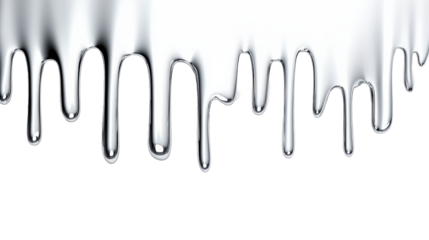 Metallic Liquid Drips on Transparent Background