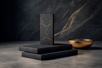 islamic art, sleek contemporary design featuring islamic geometric patterns and touches of gold, exuding elegance