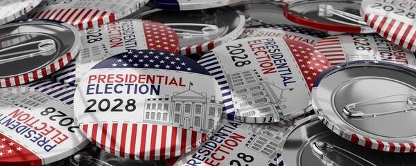 USA presidential election 2028 round badges - 3D illustration
