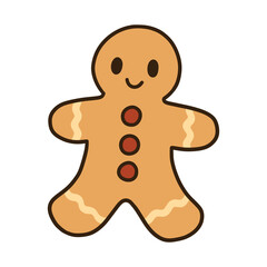 Cute gingerbread man cookie cartoon illustration