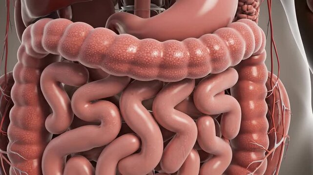 Anatomical illustration of human digestive system for education and science