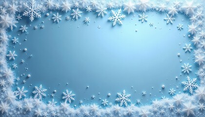 Winter background with snowflakes on blue backdrop