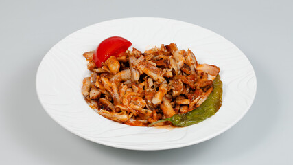 Turkish portion doner kebab top view	