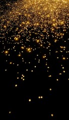 Golden glittering lights on black background