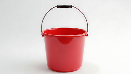 Shiny Red Bucket A Household Essential for Cleaning and Gardening Tasks