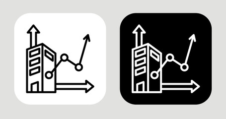 Industry Trend Icon In Black and White Line Style