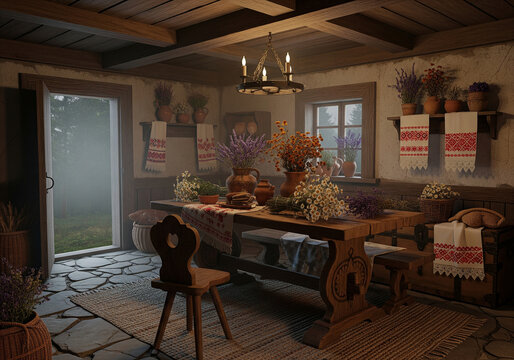 an abandoned house in a forest or village - Powered by Adobe