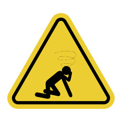 Obraz premium Dizziness sign. Yellow warning triangle. Disorientation or balance. Move carefully and avoid sudden movements.