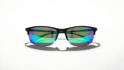 Cool Reflective Lenses Stylish Sunglasses Against a Clean White Backdrop