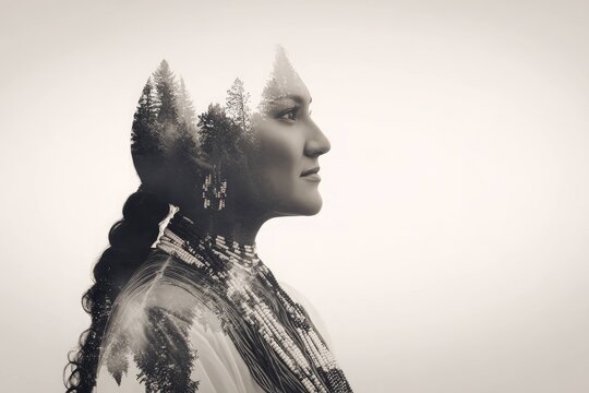 Native American Double Exposure Portrait
