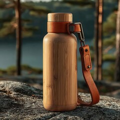 Durable bamboo drink bottle for sustainable living high resolution picture
