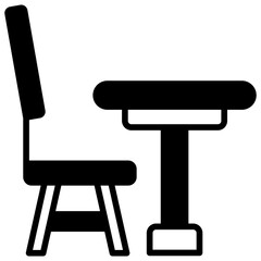 Bench Table Glyph Icon, Mini Illustration Relate To Carpentry, Wood Industry. Use For Modern Concept, Ui, Ux Web And App Development.