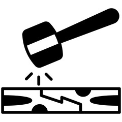 Mallet Glyph Icon, Mini Illustration Relate To Carpentry, Wood Industry. Use For Modern Concept, Ui, Ux Web And App Development.