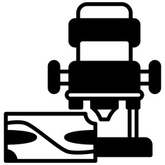 Wood Router Glyph Icon, Mini Illustration Relate To Carpentry, Wood Industry. Use For Modern Concept, Ui, Ux Web And App Development.