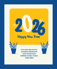 Happy New Year 2026 Greeting banner logo design illustration, Creative and Colorful new year vector Abstract design typography logo 2026 for vector celebration and season decoration, backgrounds