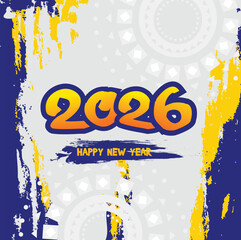Happy New Year 2026 Greeting banner logo design illustration, Creative and Colorful new year vector Abstract design typography logo 2026 for vector celebration and season decoration, backgrounds