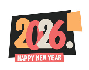 Happy New Year 2026 Greeting banner logo design illustration, Creative and Colorful new year vector Abstract design typography logo 2026 for vector celebration and season decoration, backgrounds