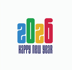 Happy New Year 2026 Greeting banner logo design illustration, Creative and Colorful new year vector Abstract design typography logo 2026 for vector celebration and season decoration, backgrounds