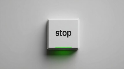 Minimalist stop button with green indicator for modern interface design