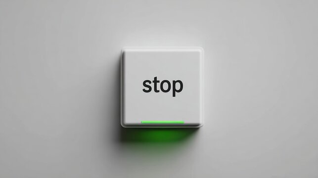 Minimalist stop button with green indicator for modern interface design