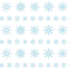 Snowflake winter seamless pattern. Christmas blue holyday pattern. Snow vector illustration for packaging, textile
