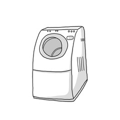 洗濯機のモノクロイラスト