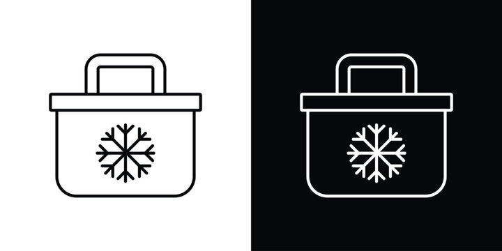 Portable fridge box icons isolated outline vector icon with editable stroke