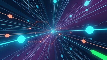 Abstract faceted hyper automation lines HUD elements nodes schematic background wallpaper display