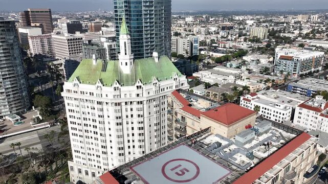 Long Beach, California, USA - Aerial View of Downtown Historic Apartments and Condos