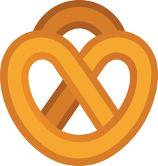 Cartoon Pretzel Illustration with Dual Brown Shades and Smooth Twisted Shape