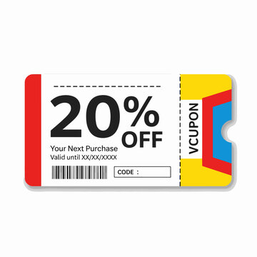 vector illustration of a credit card, admit one ticket 20% off