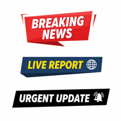 Breaking News headline template set, Breaking News text on a tag and badge.