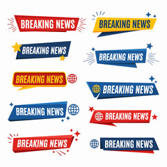 Set of Broadcast News Lower Thirds Banner for Television, Video and Media Channel