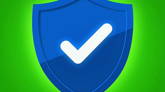 Animated Blue Shield With White Check Mark.