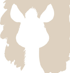 A stylized silhouette of a fluffy, long-furred animal with upright ears appears against a soft beige textured background.
