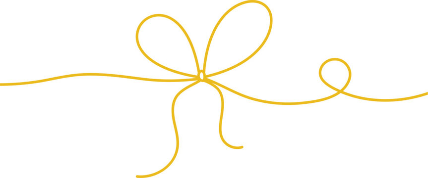 Gold line art Christmas bow vector icon; Minimalist ribbon decoration design