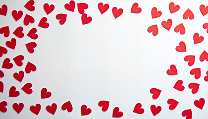 Red paper hearts on white background
