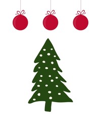 christmas tree with balls illustration,new Year decorations 