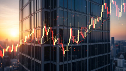 Global Stock Market Growth Chart and Business Data Visualization Futuristic Finance Technology and World Map Loop