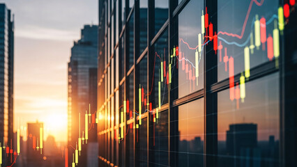 Global Stock Market Growth Chart and Business Data Visualization Futuristic Finance Technology and World Map Loop