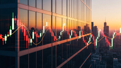 Global Stock Market Growth Chart and Business Data Visualization Futuristic Finance Technology and World Map Loop