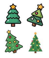 Vector Illustration christmas tree set 