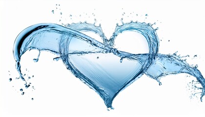 water splash in heart shape isolated on white background