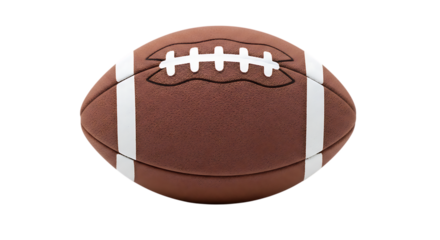 A Brown American Football with White Laces and Stripes on a Black Background sport