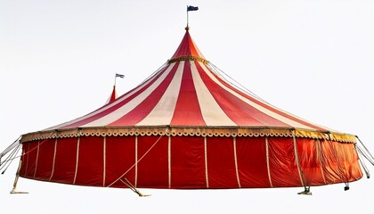 vintage red circus tent isolated on white background